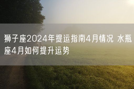 狮子座2024年提运指南4月情况 水瓶座4月如何提升运势(图1)