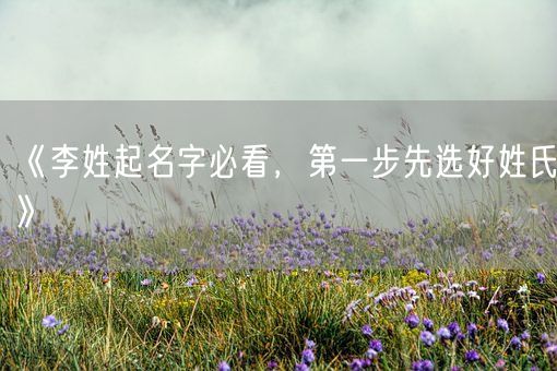 《李姓起名字必看，第一步先选好姓氏》(图1)