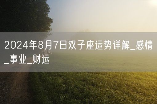 2024年8月7日双子座运势详解_感情_事业_财运(图1)