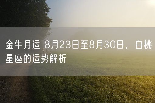 金牛月运 8月23日至8月30日，白桃星座的运势解析(图1)