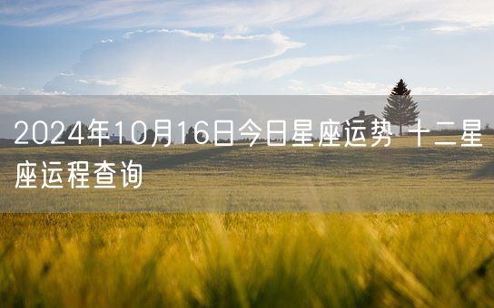 2024年10月16日今日星座运势 十二星座运程查询(图1)