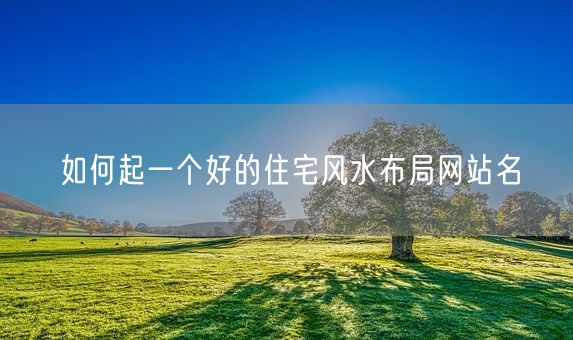 如何起一个好的住宅风水布局网站名(图1)