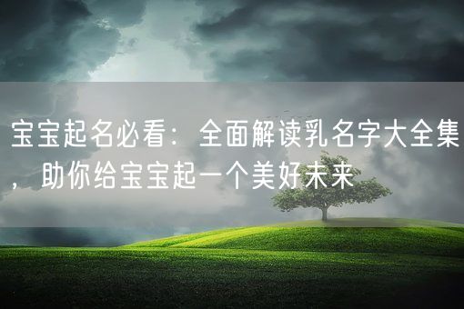 宝宝起名必看：全面解读乳名字大全集，助你给宝宝起一个美好未来(图1)