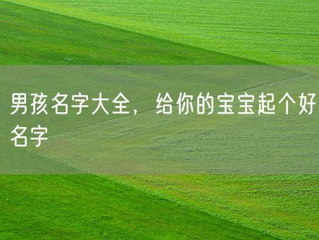 男孩名字大全，给你的宝宝起个好名字(图1)