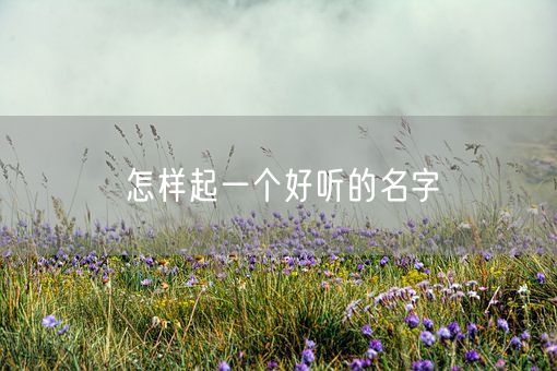 怎样起一个好听的名字(图1)