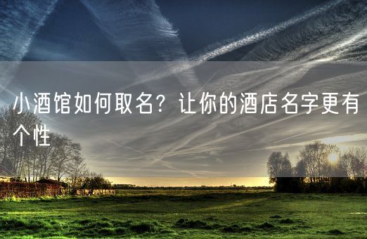 小酒馆如何取名？让你的酒店名字更有个性(图1)