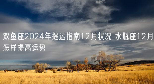 双鱼座2024年提运指南12月状况 水瓶座12月怎样提高运势(图1)