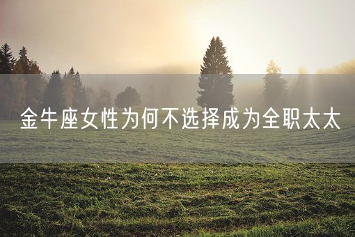 金牛座女性为何不选择成为全职太太(图1)