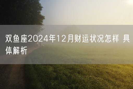 双鱼座2024年12月财运状况怎样 具体解析(图1)