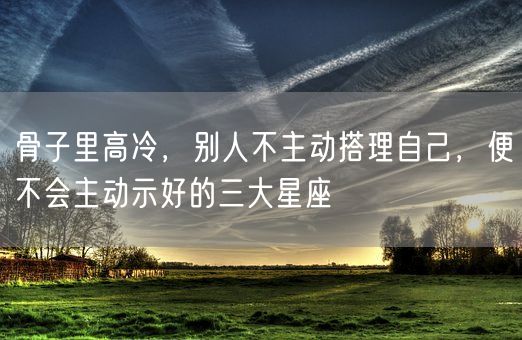 骨子里高冷，别人不主动搭理自己，便不会主动示好的三大星座(图1)