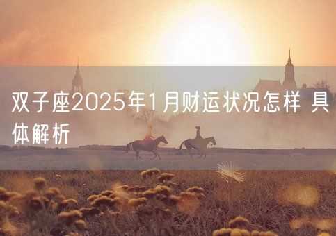 双子座2025年1月财运状况怎样 具体解析(图1)