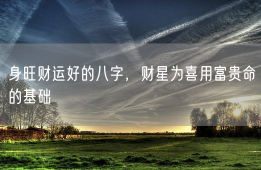 身旺财运好的八字，财星为喜用富贵命的基础(图1)