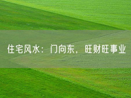 住宅风水：门向东，旺财旺事业(图1)
