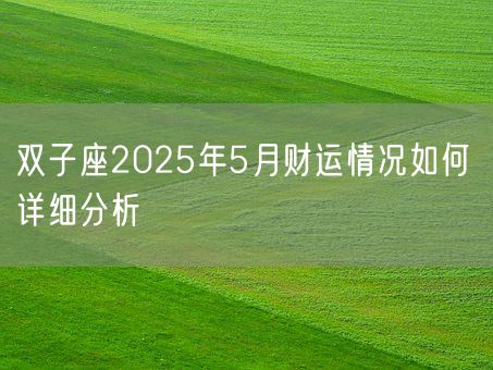 双子座2025年5月财运情况如何 详细分析(图1)