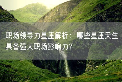 职场领导力星座解析:哪些星座天生具备强大职场影响力?(图1) 职场领导力星座解析:哪些星座天生具备强大职场影响力?(图1)