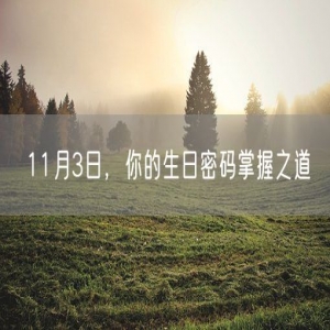 11月3日，你的生日密码掌握之道