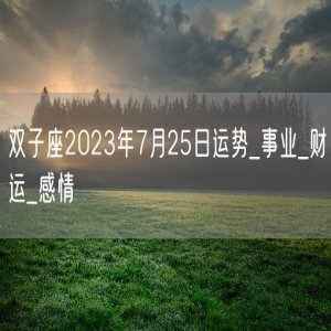 双子座2023年7月25日运势_事业_财运_感情