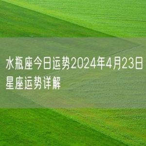 水瓶座今日运势2024年4月23日星座运势详解