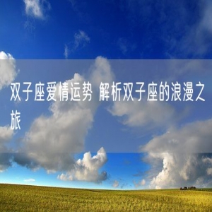 双子座爱情运势 解析双子座的浪漫之旅