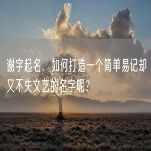 谢字起名，如何打造一个简单易记却又不失文艺的名字呢？