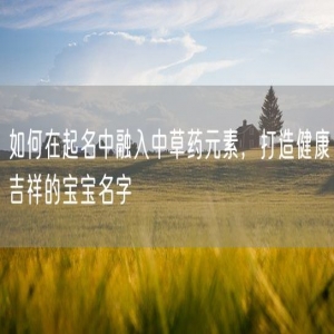 如何在起名中融入中草药元素，打造健康吉祥的宝宝名字