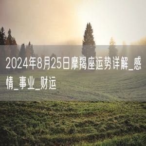 2024年8月25日摩羯座运势详解_感情_事业_财运