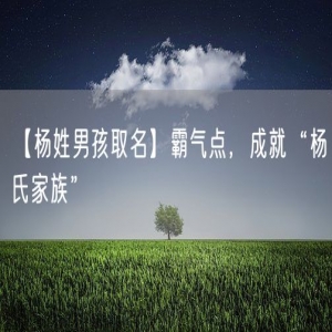 【杨姓男孩取名】霸气点，成就“杨氏家族”