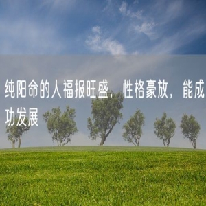 纯阳命的人福报旺盛，性格豪放，能成功发展