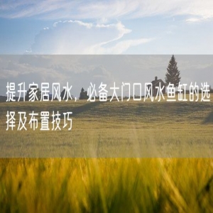 提升家居风水，必备大门口风水鱼缸的选择及布置技巧