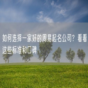如何选择一家好的周易起名公司？看看这些标准和口碑