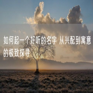 如何起一个好听的名字 从兴配到寓意的极致探寻