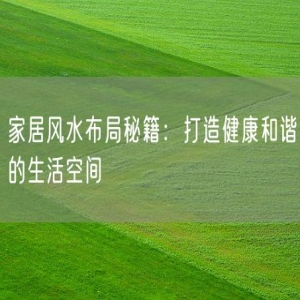 家居风水布局秘籍：打造健康和谐的生活空间
