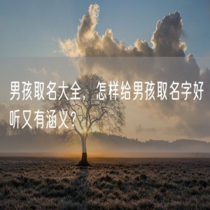 男孩取名大全，怎样给男孩取名字好听又有涵义？