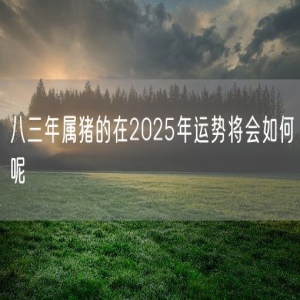 八三年属猪的在2025年运势将会如何呢
