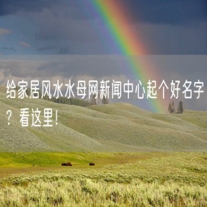 给家居风水水母网新闻中心起个好名字？看这里！