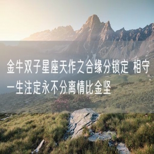 金牛双子星座天作之合缘分锁定 相守一生注定永不分离情比金坚